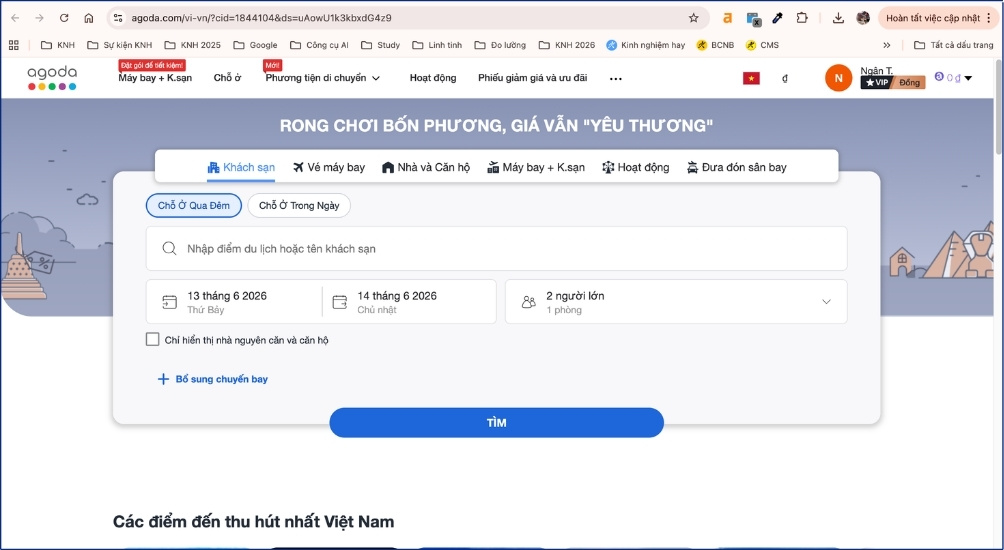Website chính thức của Agoda