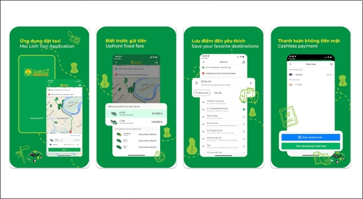 Ứng dụng Mai Linh Taxi trên điện thoại thông minh cho phép người dùng đặt xe, theo dõi trực tiếp vị trí của tài xế