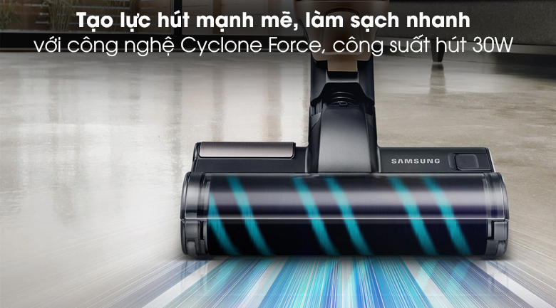 Công nghệ hút xoáy Cyclone Force trên máy hút bụi không dây Samsung VS03R6523J1/SV