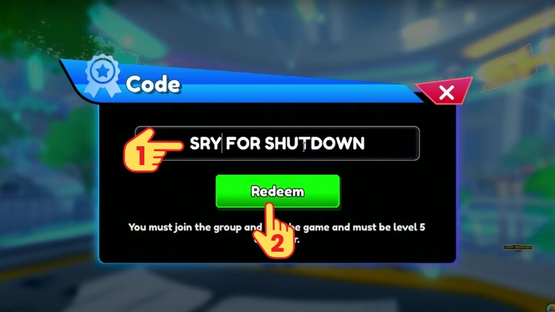 Trong ARX, mở mục Codes, nhập đúng mã và bấm Redeem; cần đạt Level 5 mới dùng được tính năng này