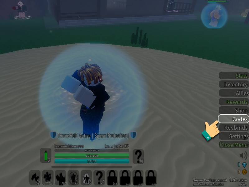 Chi tiết cách nhập code Anime Story mới nhất: chọn mục Code trong menu game