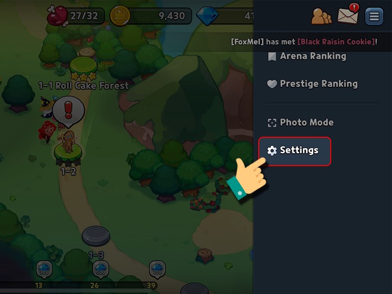 Chi tiết cách nhập code Cookie Run Kingdom mới nhất: vào mục Settings