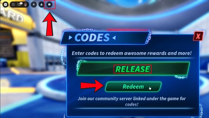 Chi tiết cách nhập code Goalbound mới nhất: bấm biểu tượng bao thư trong giao diện game
