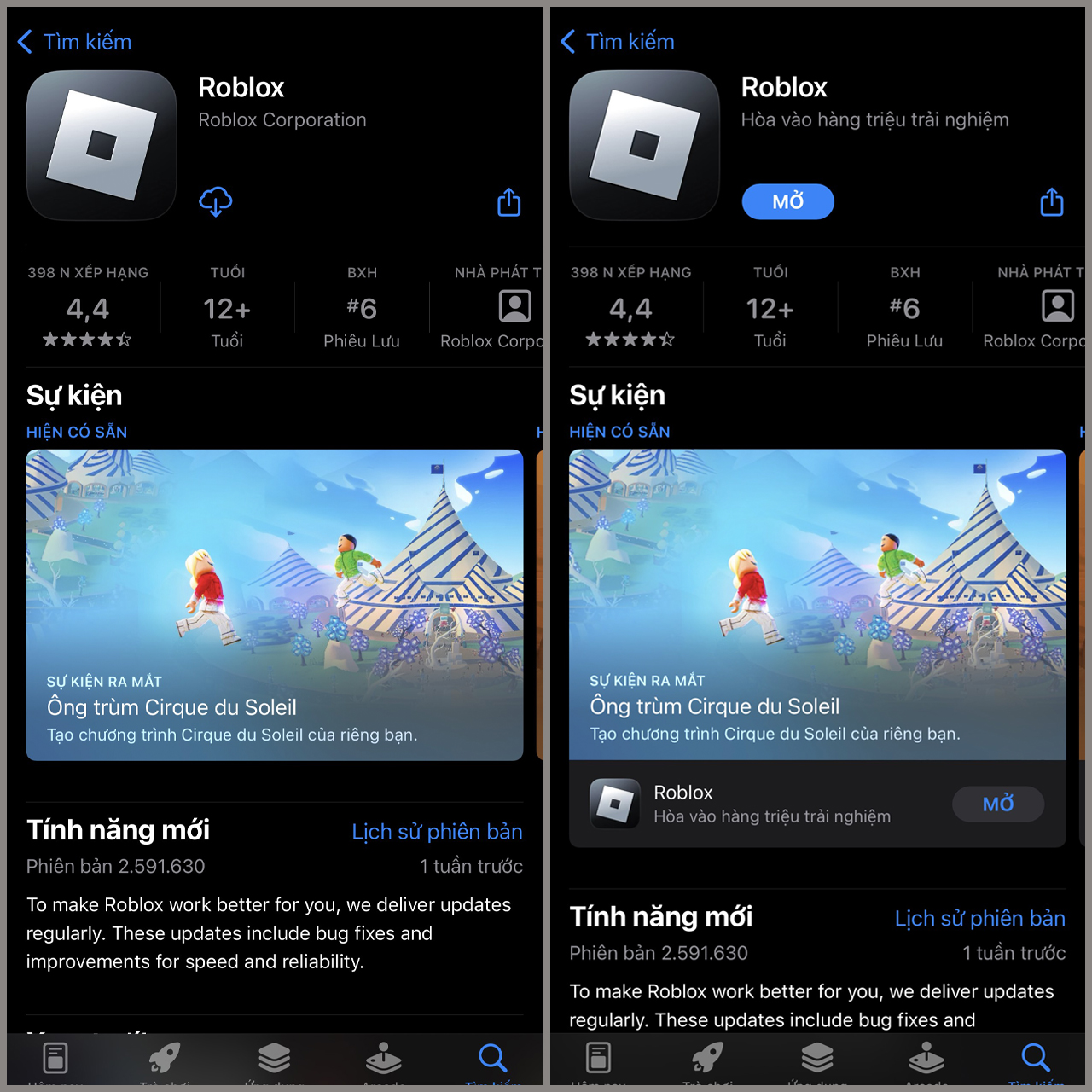 Bạn dễ dàng tải trò chơi Roblox trên điện thoại Android và iOS