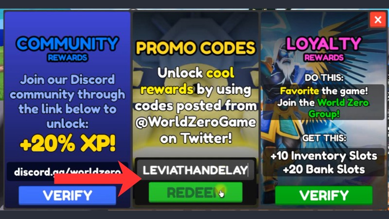 Chi tiết cách nhập code World // Zero x Anime RPG mới nhất: nhập mã vào ô Promo codes rồi nhấn Redeem