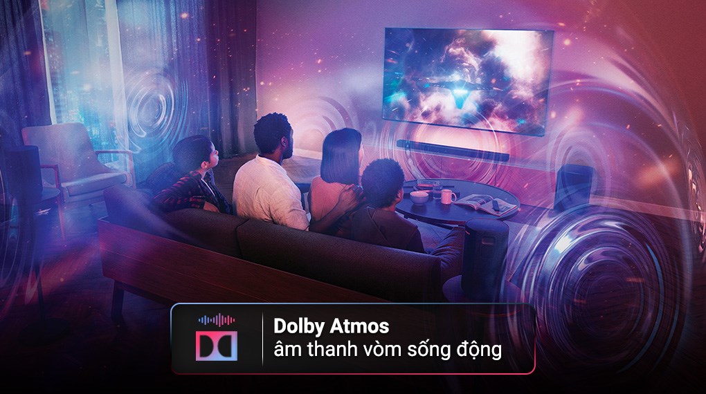 Công nghệ Dolby Atmos trên tivi và loa Sony tạo ra âm thanh vòm đa chiều sống động với các kênh âm thanh phát ra từ mọi hướng