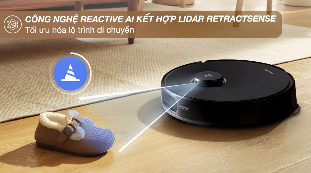 Robot hút bụi lau nhà Roborock Q Revo 5V1 (đen) với công nghệ điều hướng Lidar RetractSense quét không gian nhanh chóng, thiết lập bản đồ chính xác