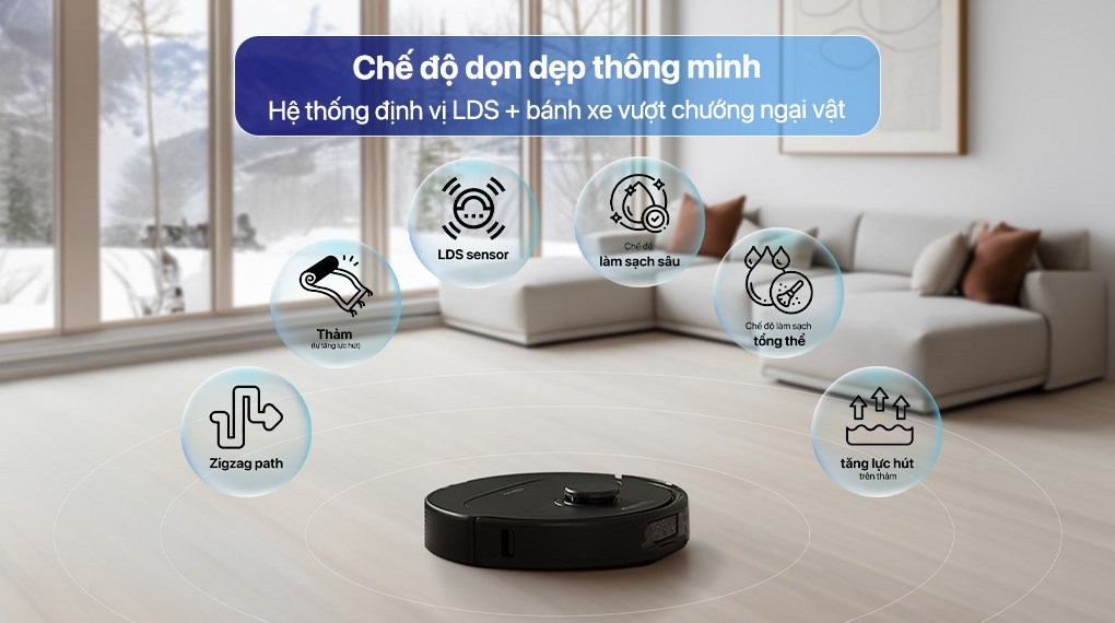 Robot hút bụi lau nhà Roborock QR 798 (đen) được tích hợp hệ thống định vị LDS và công nghệ điều hướng thông minh, robot luôn lập bản đồ chính xác