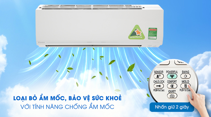 Chức năng chống ẩm mốc giúp luồng khí mát thổi ra trong lành hơn