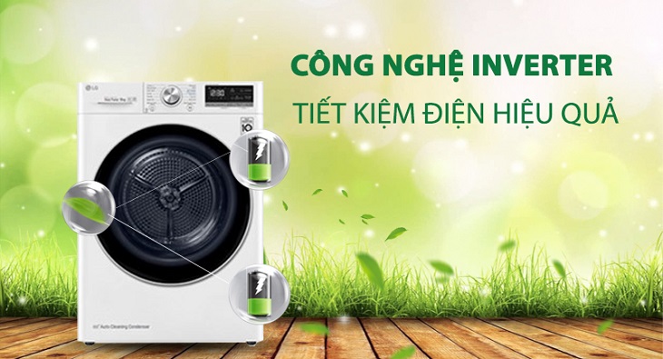 Máy sấy bơm nhiệt LG 9 Kg DVHP09W giúp bạn tiết kiệm được kha khá điện năng