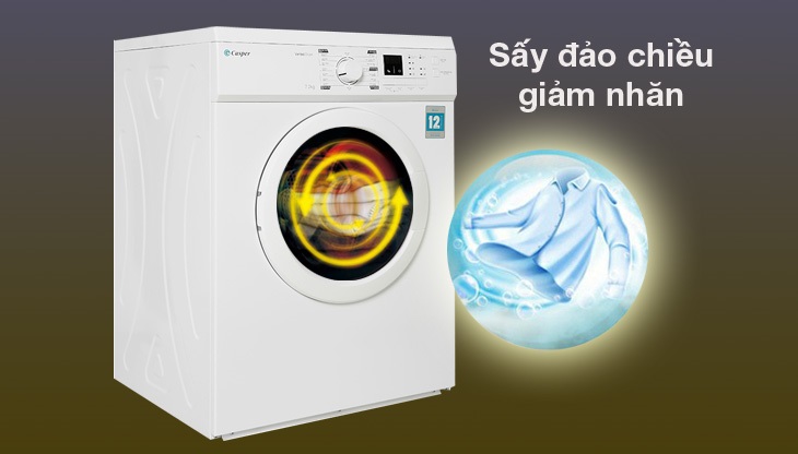 Máy sấy thông hơi Casper 7.2 Kg TD-72VWD với công nghệ sấy đảo chiều