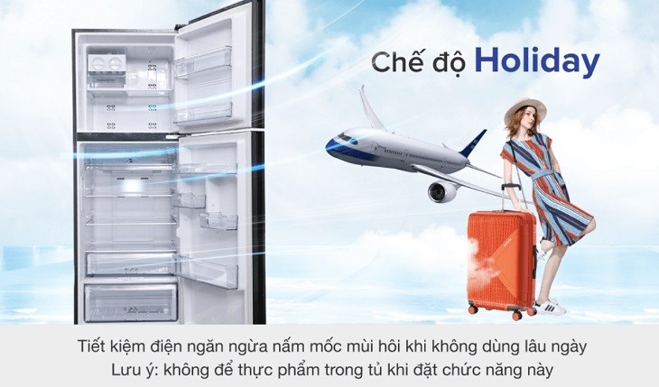 Tủ lạnh Aqua Inverter 318 lít AQR-IG356DN GBN được trang bị chế độ kỳ nghỉ tiết kiệm điện thuận tiện cho người sử dụng