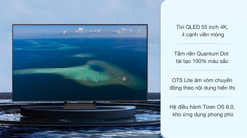 Smart Tivi QLED 4K 55 inch Samsung QA55Q65A có thiết kế thanh mảnh, màn hình tràn viền ấn tượng
