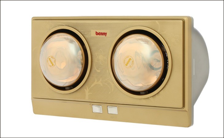Đèn sưởi nhà tắm Benny BHT022X làm ấm không gian với hai bóng đèn