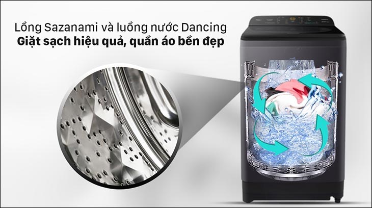 Lồng giặt Sazanami giúp giặt sạch hiệu quả, quần áo bền đẹp