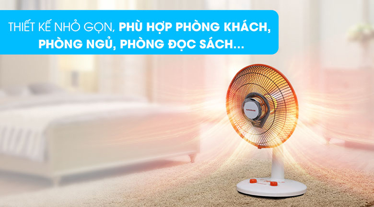 Quạt sưởi Halogen Sunhouse SHD7005 với thiết kết gọn gàng, tinh tế, khối lượng gọn nhẹ chỉ 3.6 kg