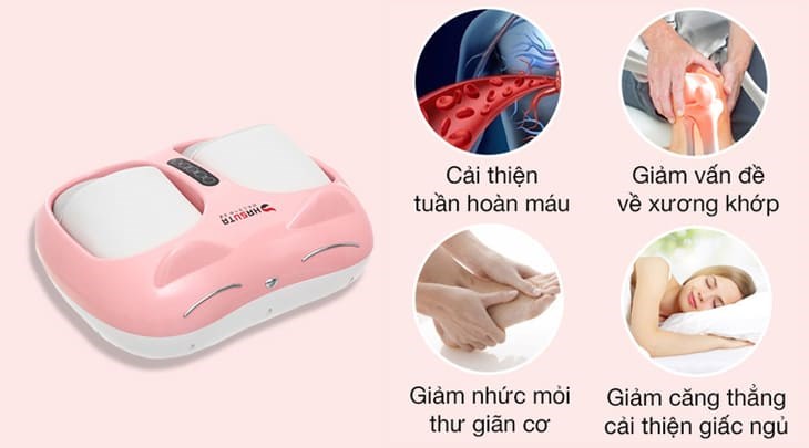 Máy massage chân HASUTA HMF-250 hồng giúp cải thiện tuần hoàn máu, giảm đau, căng cứng, mỏi cơ, thư giãn đôi chân