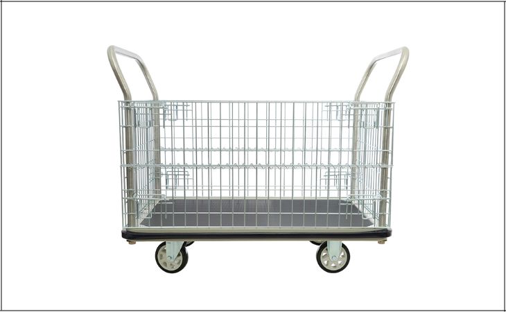Xe đẩy hàng Sumo HG-313 có lớp lưới dày quay quanh xe giúp hàng hóa không bị rơi vỡ khi vận chuyển
