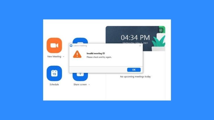 Lỗi invalid meeting ID
