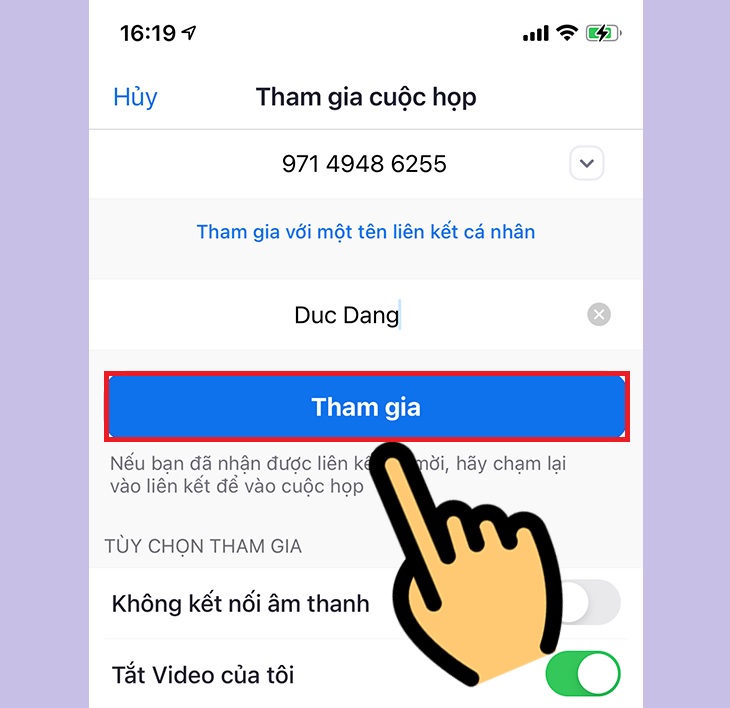 Thực hiện mở lại Zoom và vào phòng họp.