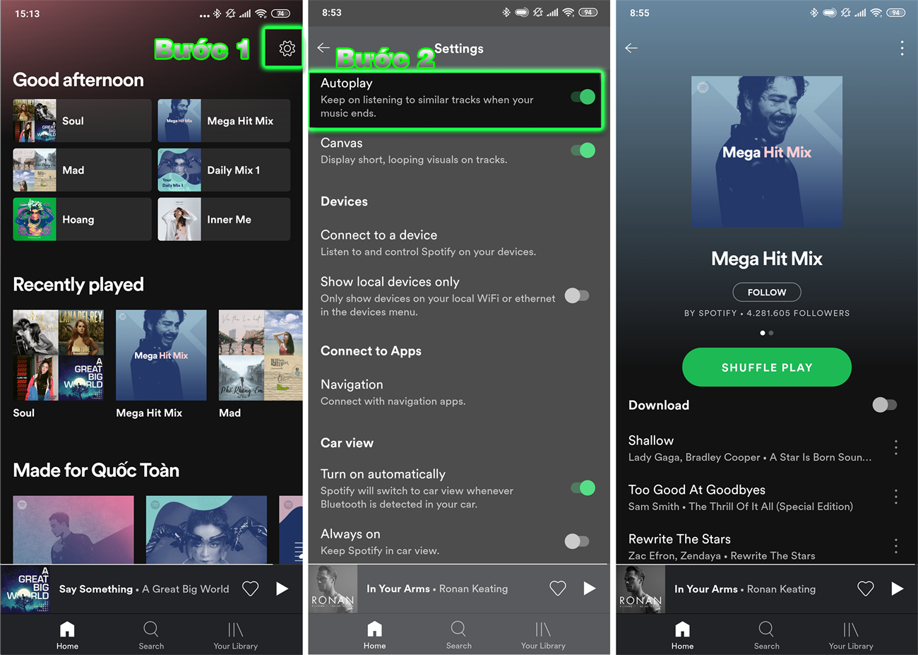Các bước bật/tắt tính năng Autoplay