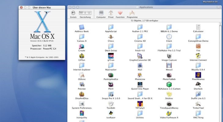 Chất lượng hình ảnh trên phiên bản Mac OS X 10.0 vô cùng sắc nét