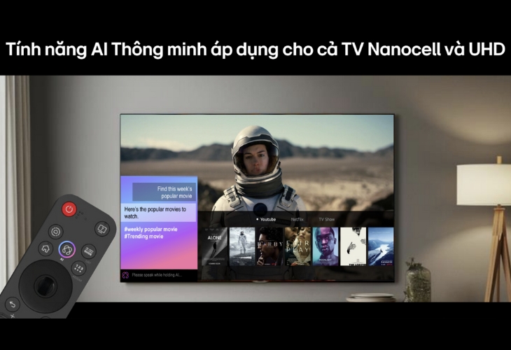 Hãng đã áp dụng tính năng AI vào dòng Tivi NanoCell và UHD, mang đến cho người dùng trải nghiệm giải trí vượt trội