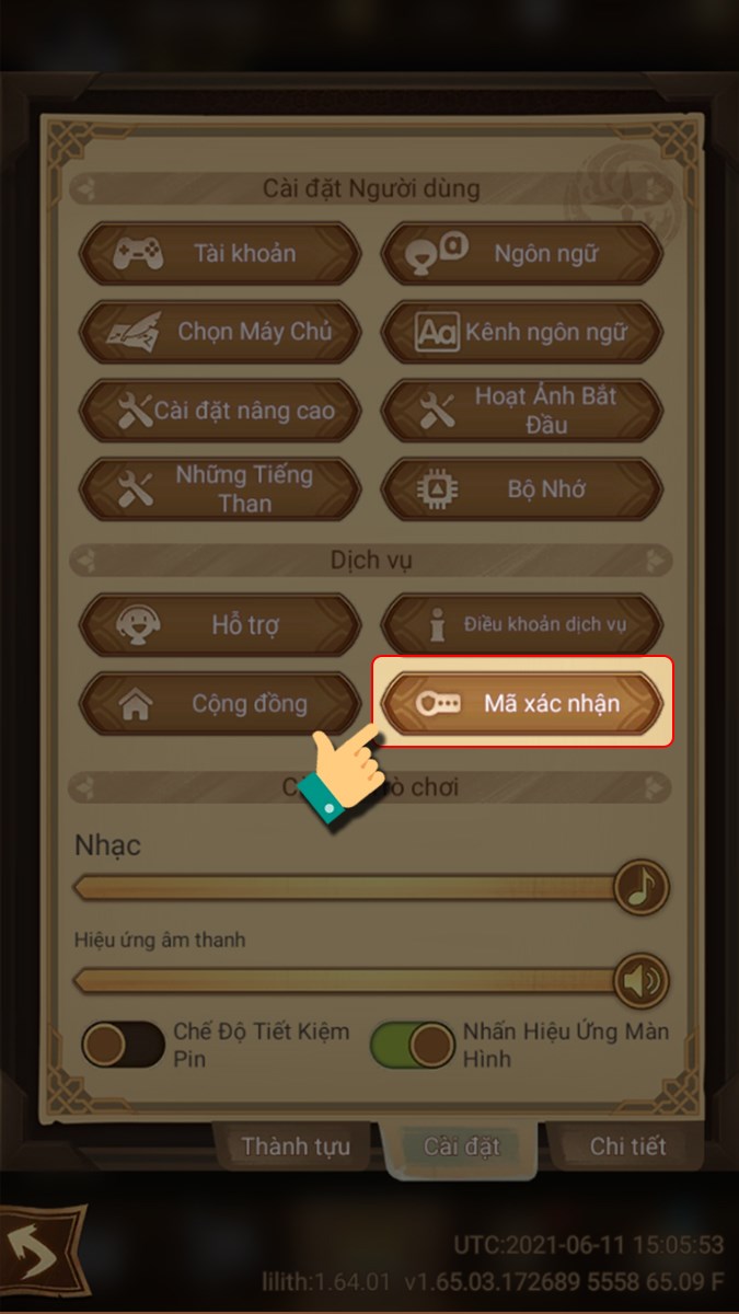 Chi tiết cách nhập code AFK Arena mới nhất: Click vào Mã xác nhận