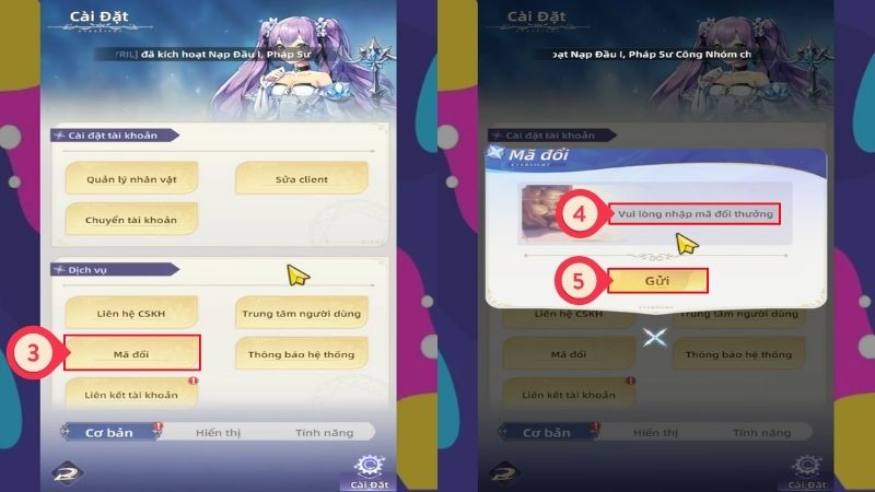 Chi tiết cách nhập code Ever Night: Thức Tỉnh - OEG mới nhất: nhập giftcode vào Mã Đổi và nhấn Gửi để nhận quà
