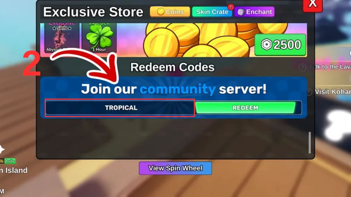 Nhập code vào ô quà tặng