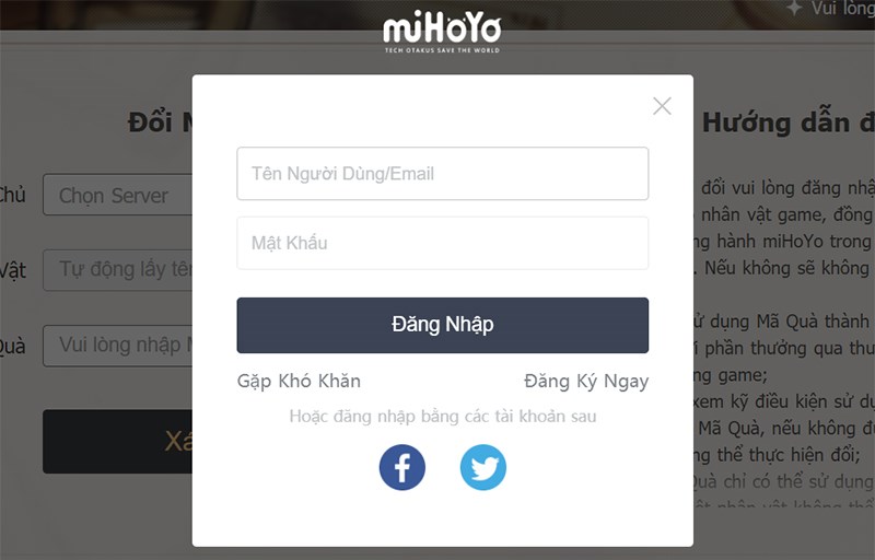 Đăng nhập vào tài khoản game của bạn