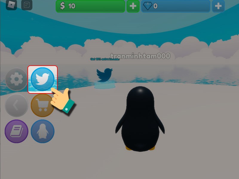 Chi tiết cách nhập code Penguin Tycoon mới nhất qua biểu tượng Twitter code