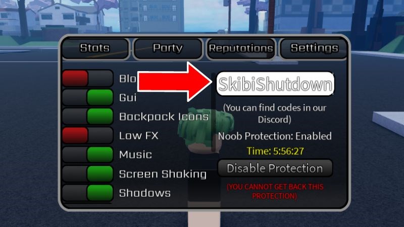 Chi tiết cách nhập code Peroxide mới nhất: nhập giftcode vào ô Code here trong tab Settings