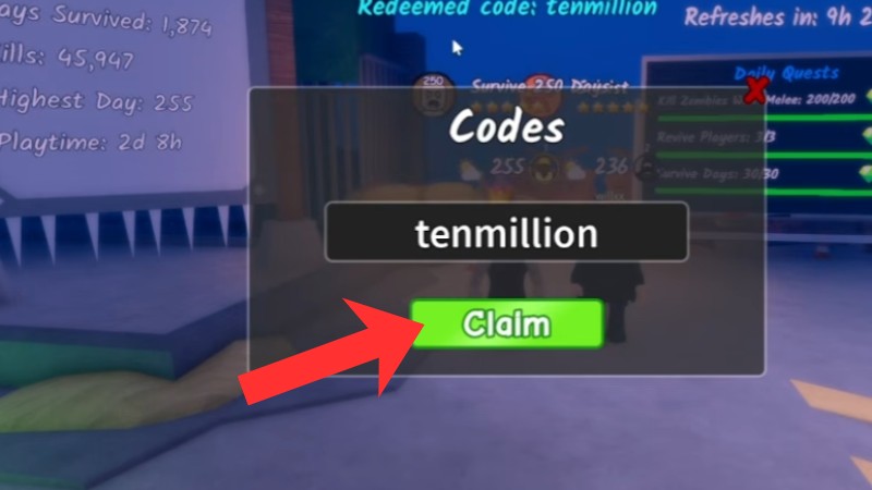 Cách nhập code Survive the Apocalypse