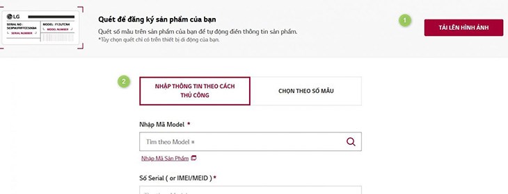 Nhập thông tin sản phẩm LG
