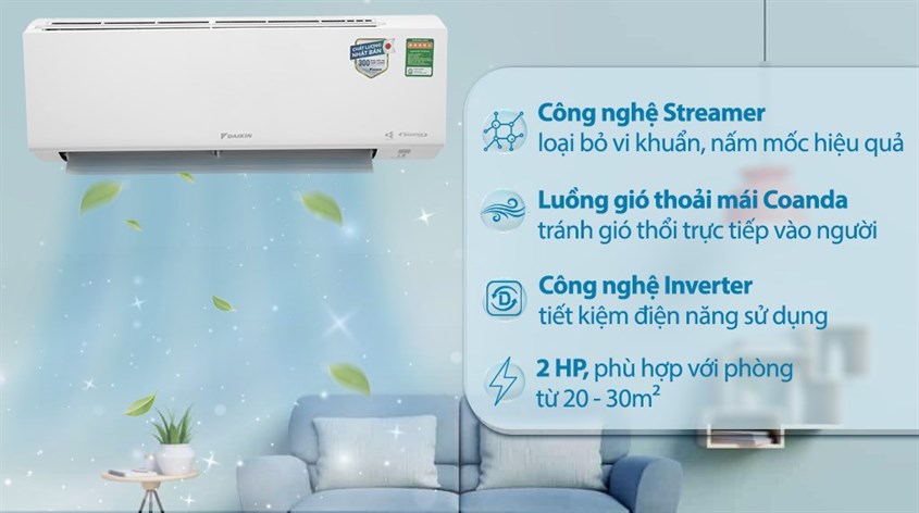 Điều hòa Daikin Inverter 18100 BTU FTKF50XVMV được trang bị công nghệ làm lạnh tiên tiến, hiện đại