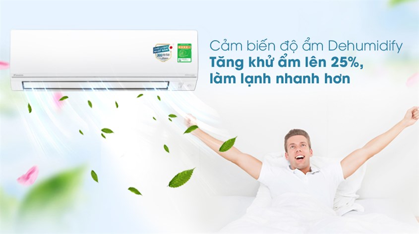 Tính năng khử ẩm 25% giúp kiểm soát độ ẩm và làm mát nhanh hơn 25%