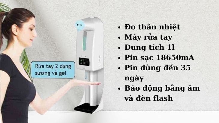 Máy rửa tay tự động K10 Pro phun cồn sát khuẩn hoặc gel làm sạch da tay