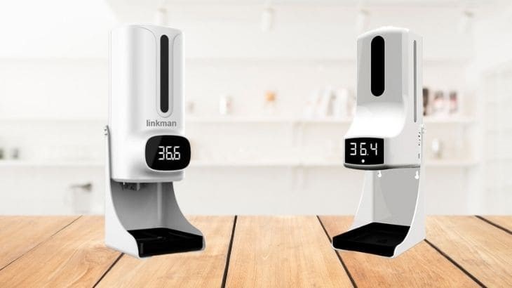 Máy rửa tay tự động Kr-9 kết hợp chức năng đo thân nhiệt và rửa tay sát khuẩn rất tiện lợi