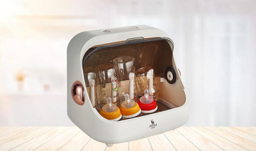 Máy tiệt trùng UV Moaz BéBé MB-044 nhỏ gọn, diệt khuẩn 99,99%, sấy khô và bảo quản vô trùng đến 72 giờ