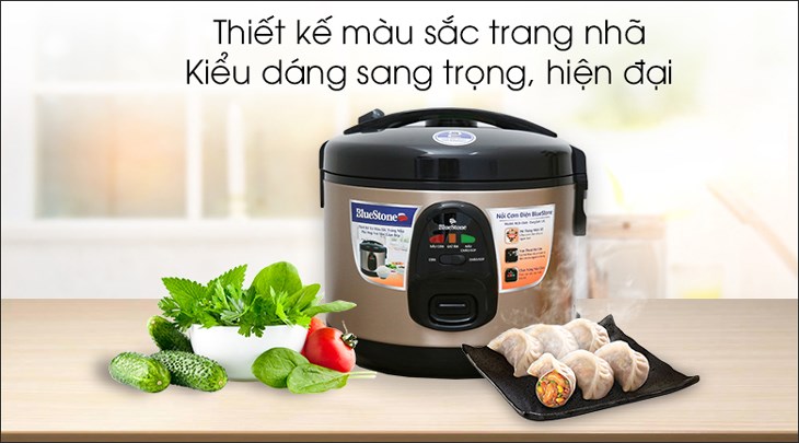 Nồi cơm điện nắp gài BlueStone 1.8 lít RCB-5568 sở hữu gam màu nâu độc đáo và thanh lịch