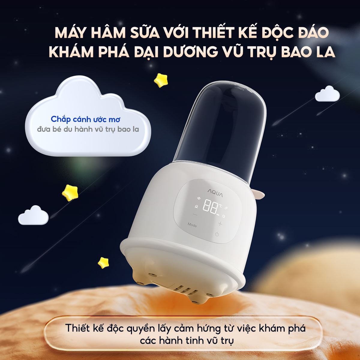 Máy hâm sữa AQUA AQS-WS21T có thiết kế độc đáo, sáng tạo, gọn nhẹ, chất liệu an toàn cho bé