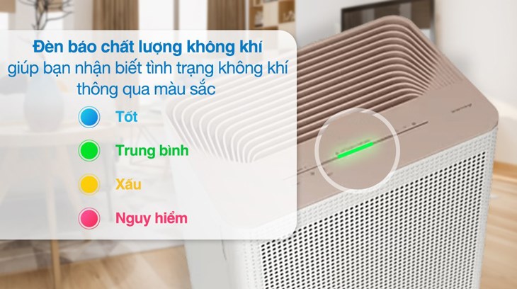 Máy lọc không khí Samsung AX32BG3100GBSV 41W giúp người dùng theo dõi chất lượng không khí hiệu quả nhờ đèn báo qua 4 màu sắc