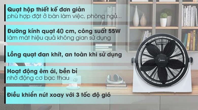 Quạt hộp Midea 5 cánh FB40-9H 55W