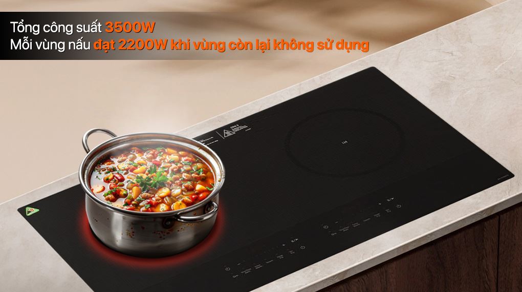 Bếp từ đôi lắp âm Panasonic KY-H1WZ70KRA sở hữu tổng công suất 3500W, đáp ứng tốt nhu cầu nấu ăn hàng ngày của gia đình