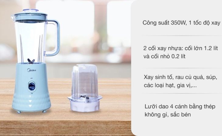 Máy xay sinh tố đa năng Midea MJ-BL35 Xanh nổi bật với màu xanh tươi trẻ