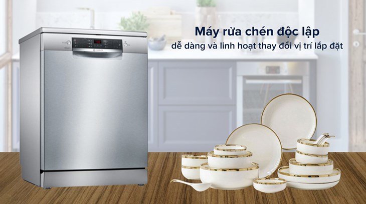 Máy rửa chén độc lập Bosch SMS46GI01P TGB có thiết kế sang trọng với gam màu xám tinh tế