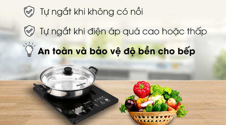 Bếp điện từ Kangaroo KG18IH1 trang bị đa dạng tính năng an toàn