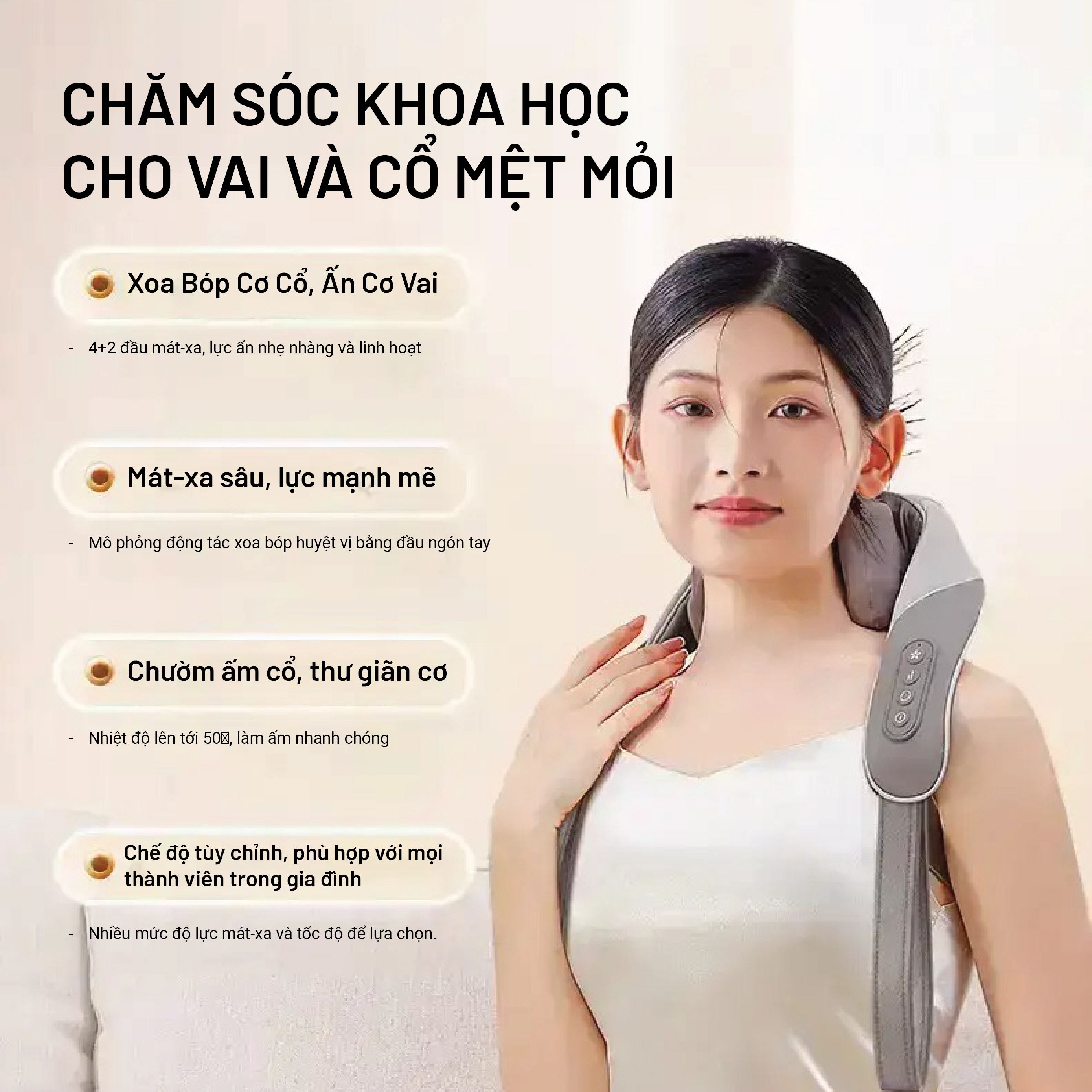 Máy massage cổ vai gáy Tech Love LF104A thiết kế đeo vai thông minh, giúp thư giãn sâu và giảm đau hiệu quả