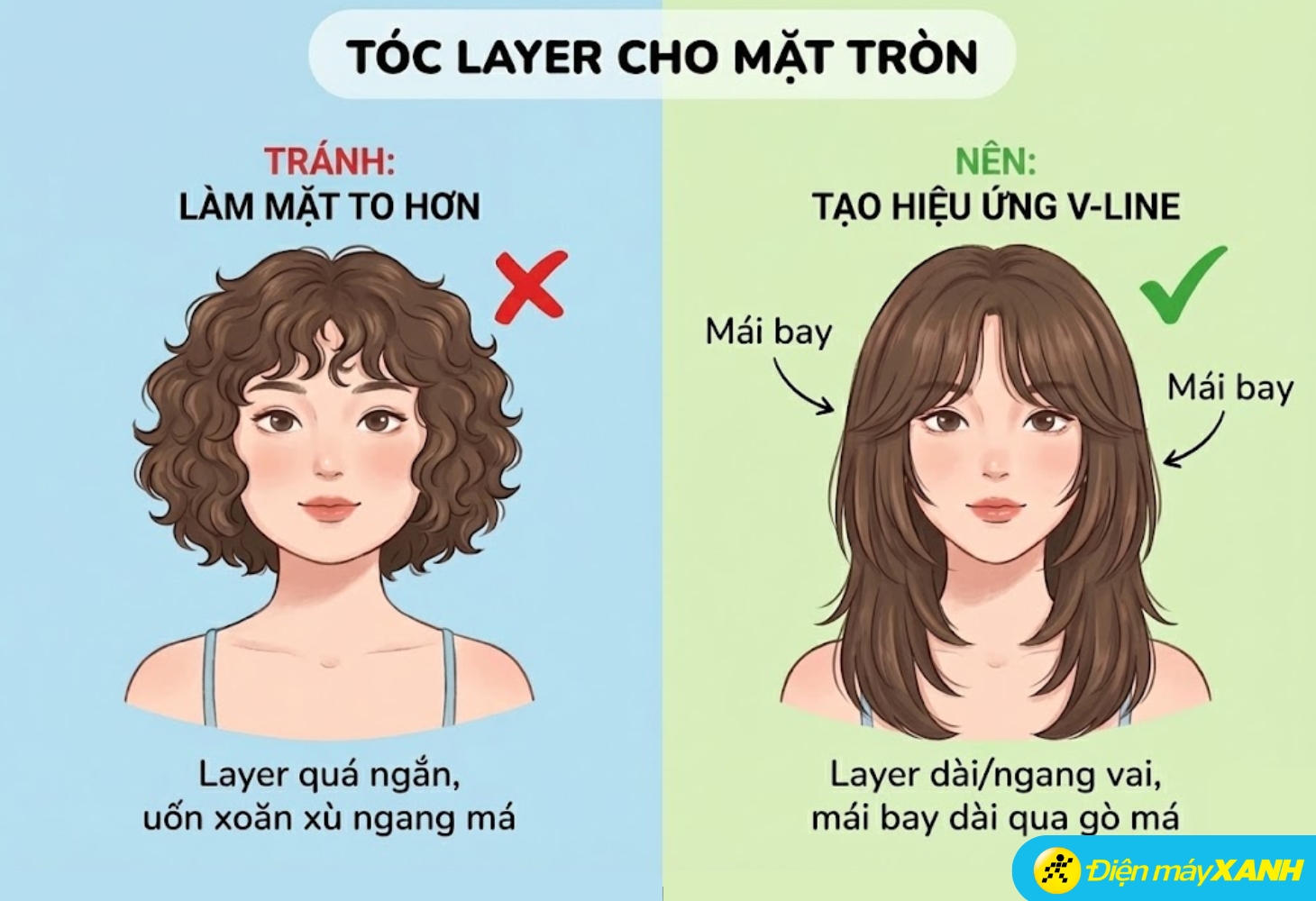 Cách chọn tóc layer nữ cho mặt tròn